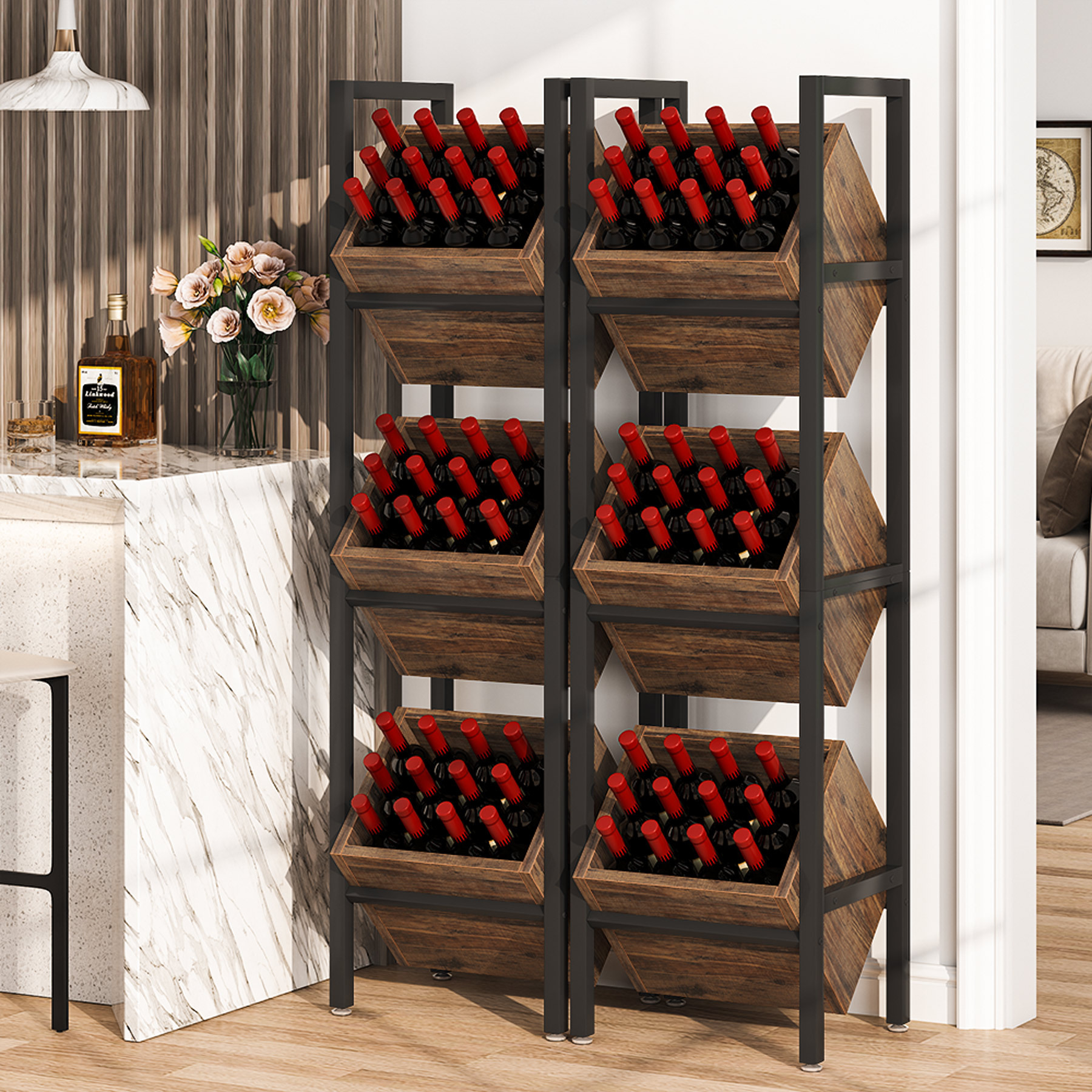 3 Tier Wine Storage Holders Racks, Wood Standing Wine Rack For Sale Wine Holder