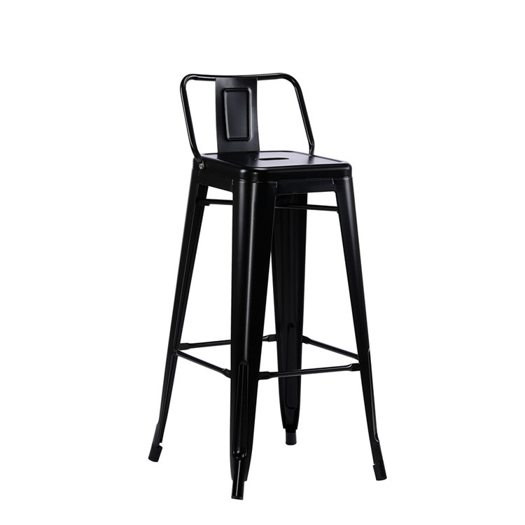 Simple Modern Industrial Design Iron Art Bar Chair With Wooden Cushion