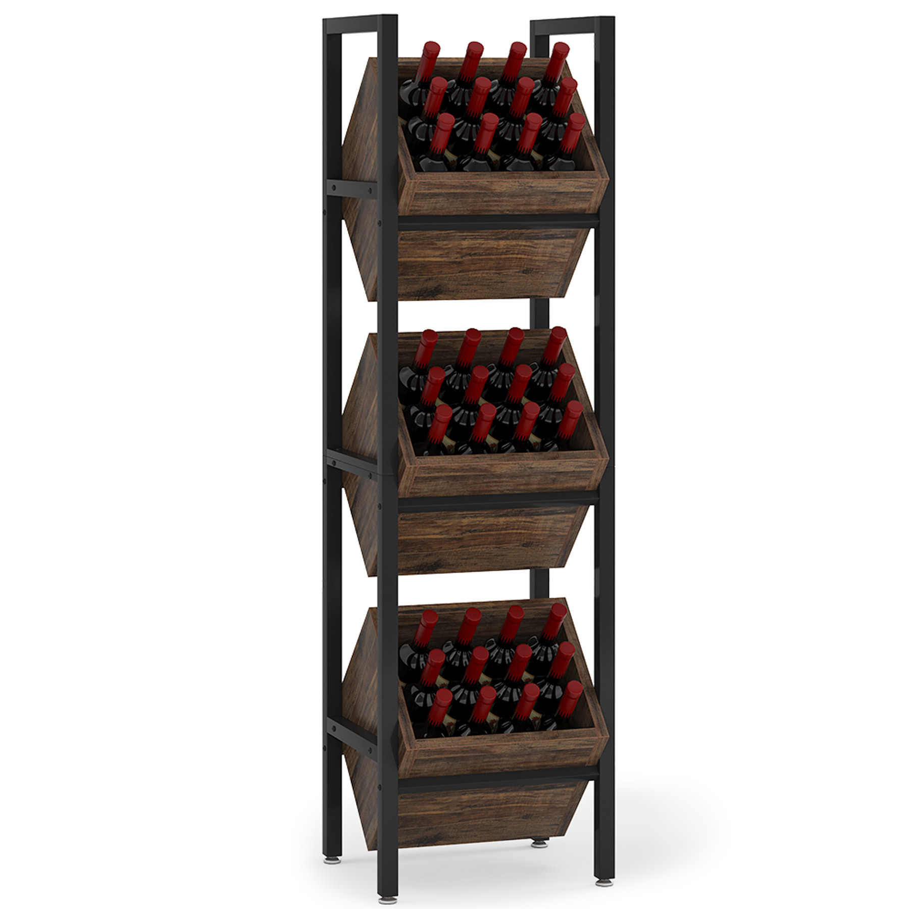 3 Tier Wine Storage Holders Racks, Wood Standing Wine Rack For Sale Wine Holder