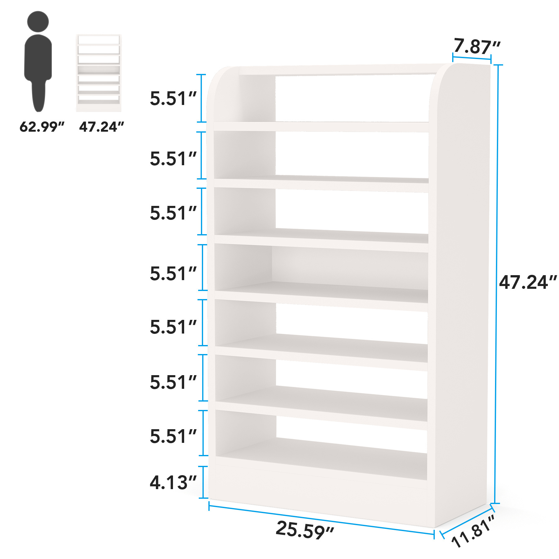 8-Tier Shoes Organizer Cubby Free Standing Shoe Storage Stand Perfect For Hallway Closet