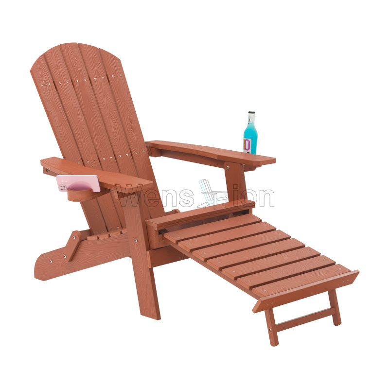 High Quality Waterproof Outdoor Garden Patio Beach Classic Folding Lounge Plastic Adirondack Chairs with Footrest