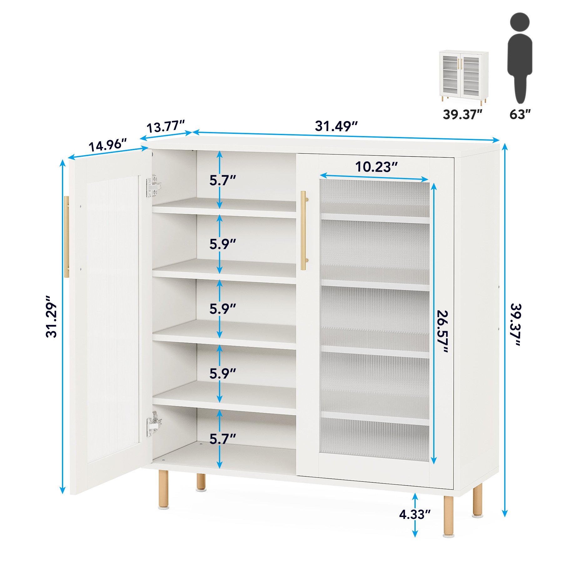 Smart Decorative LED Shoes Storage Cabinet With Removable Shelf And Acrylic Doors Narrow Ample Storage Shoes Rack