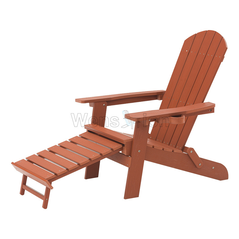 High Quality Waterproof Outdoor Garden Patio Beach Classic Folding Lounge Plastic Adirondack Chairs with Footrest