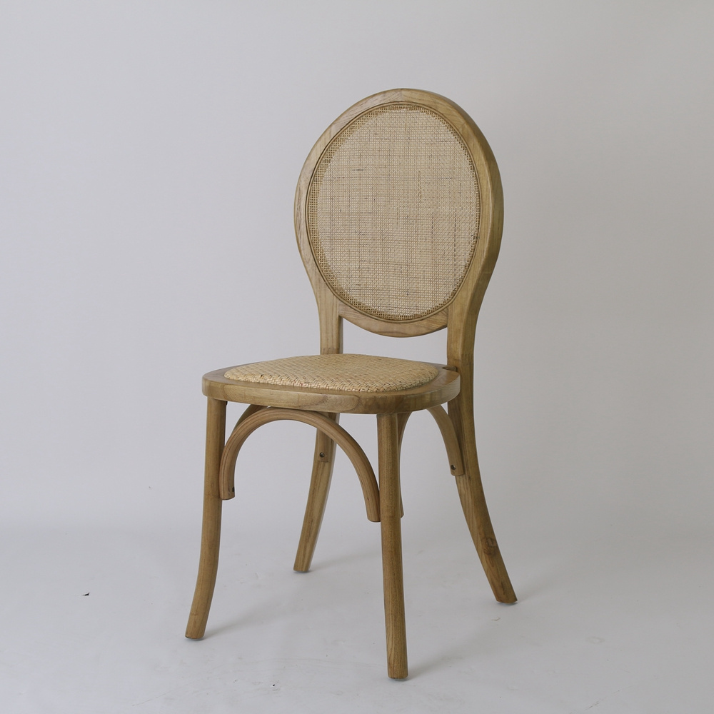 Wood Stackable Wedding Event Round Back Cane Wicker Rattan Restaurant Chair