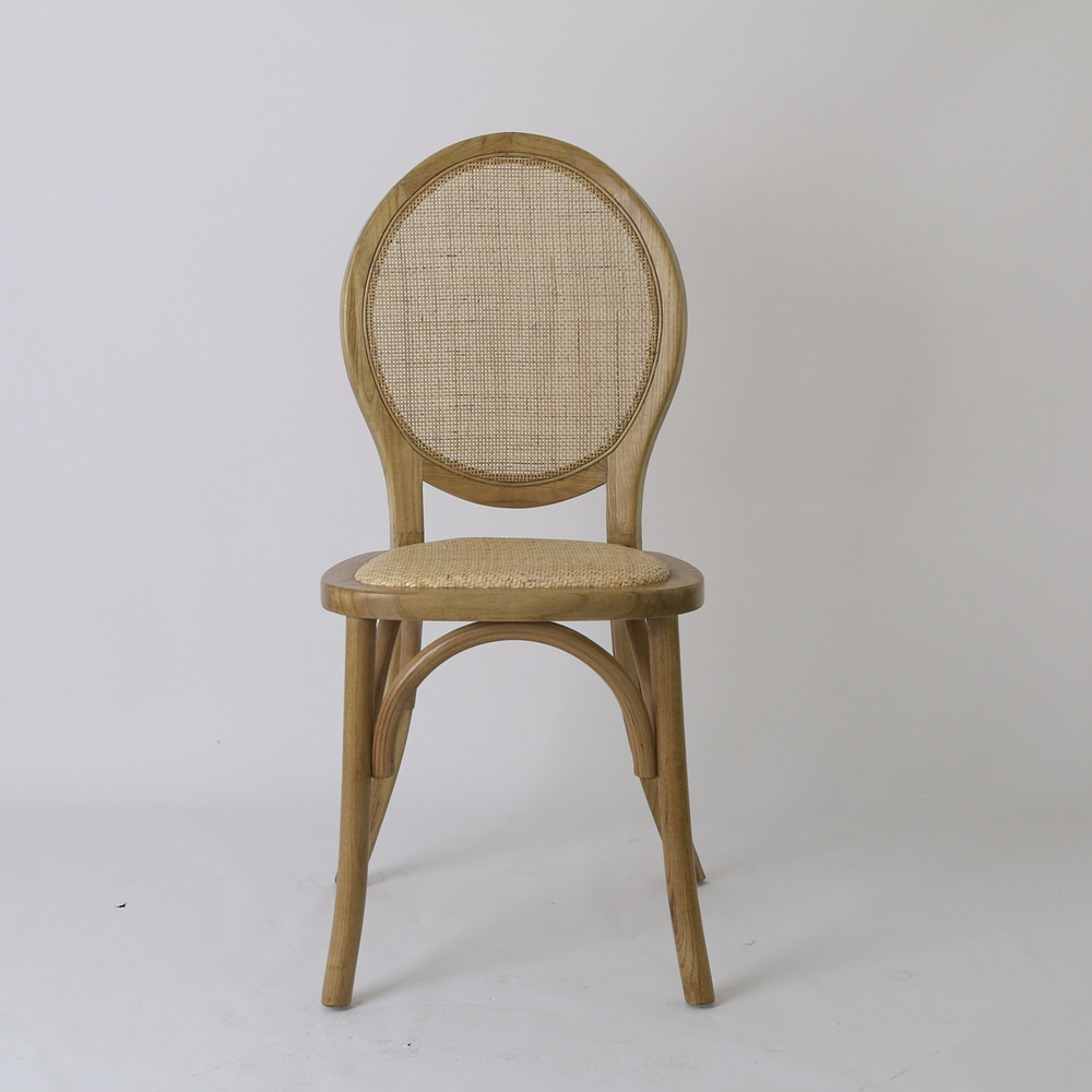 Wood Stackable Wedding Event Round Back Cane Wicker Rattan Restaurant Chair