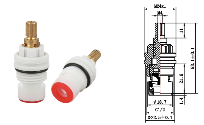 1/2 quick open brass tap spindle plastic body ceramic headwork cartridge