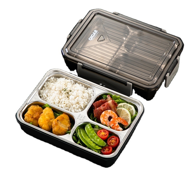 metal lunch box stainless steel  for school Stainless Steel Lunch Box Insulated 3 Food Compartment for School