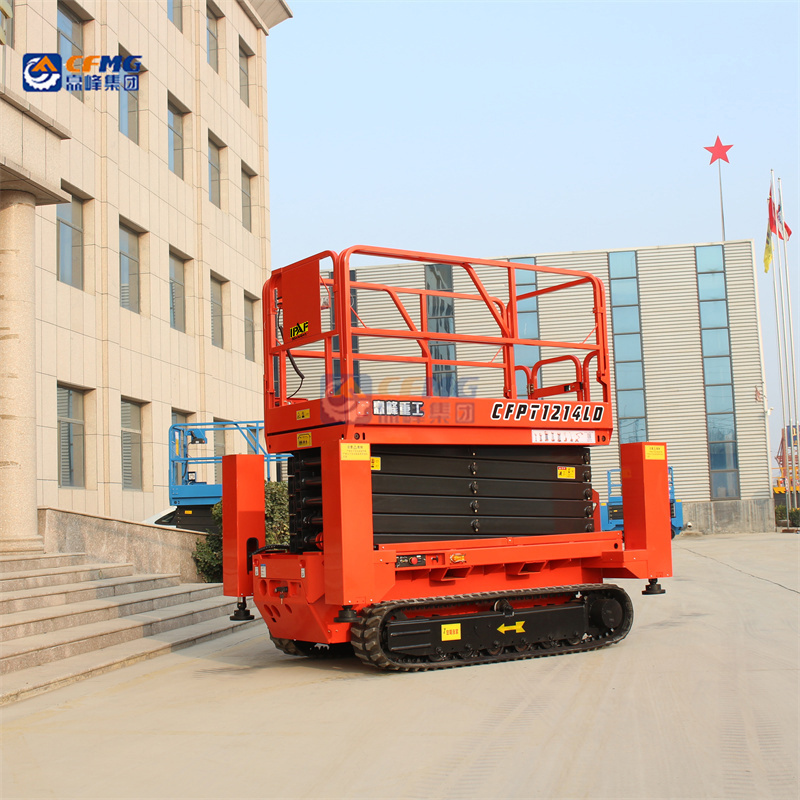 12m 320kg Electric Scissor Platform Crawler Tracked Scissor Lift With Outriggers