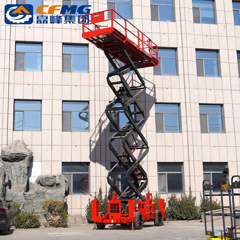 High quality mobile elevating platform table lift off-road tire scissor lifting platform with support legs