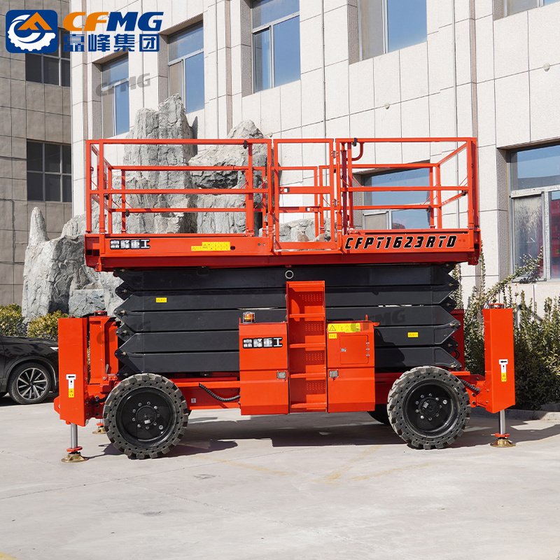 High quality mobile elevating platform table lift off-road tire scissor lifting platform with support legs