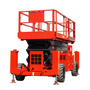 High quality mobile elevating platform table lift off-road tire scissor lifting platform with support legs