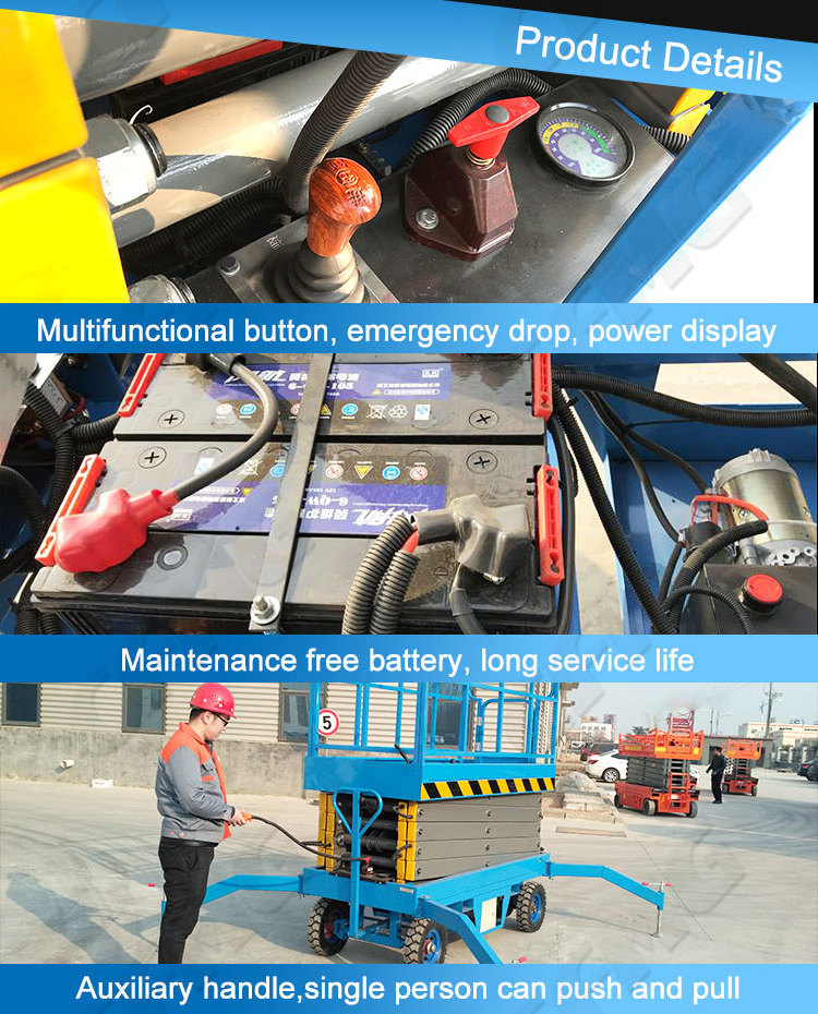 10m 12m 14m 16m 18m 500kg 0.5 ton hydraulic lift table mobile scissor lift platform for window cleaning