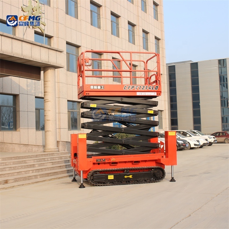 12 m rugged terrain high altitude lift truck lift platform hydraulic leg crawler scissor lift