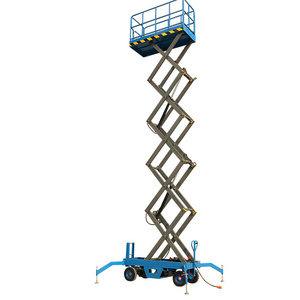 Four-wheel mobile electric hydraulic lift Aerial work platform with outriggers Outdoor scissor lift Electric hydraulic lift