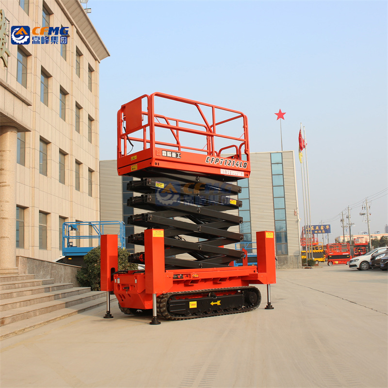 12m 320kg Electric Scissor Platform Crawler Tracked Scissor Lift With Outriggers