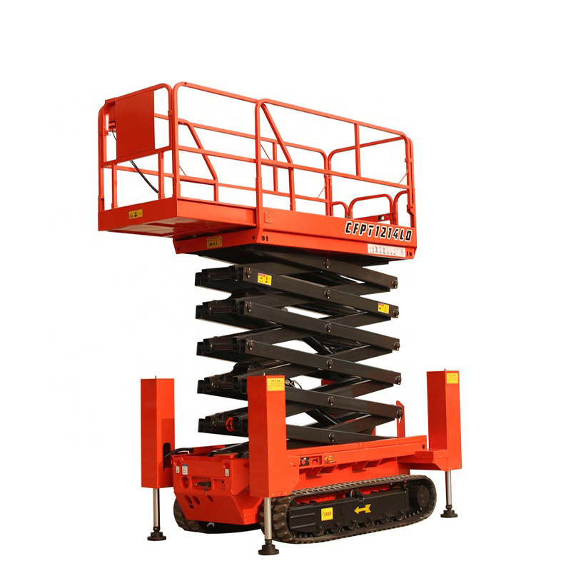 CFMG 12m Aerial Work Electric Scissor Lift Crawler Tracked Scissor Lift With Outriggers