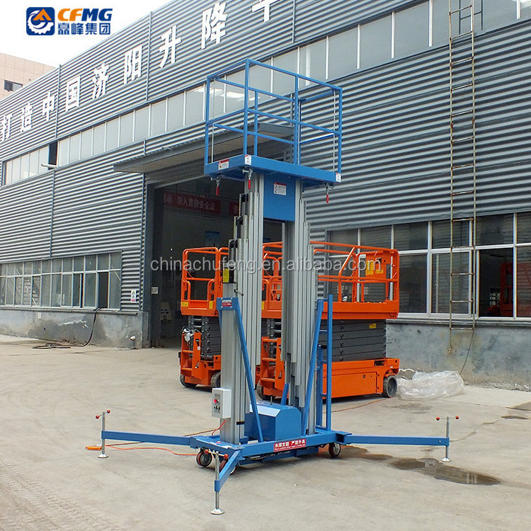 High-altitude glass cleaning mobile lifting platform Aluminum double mast overhead maintenance cage electric lifting platform