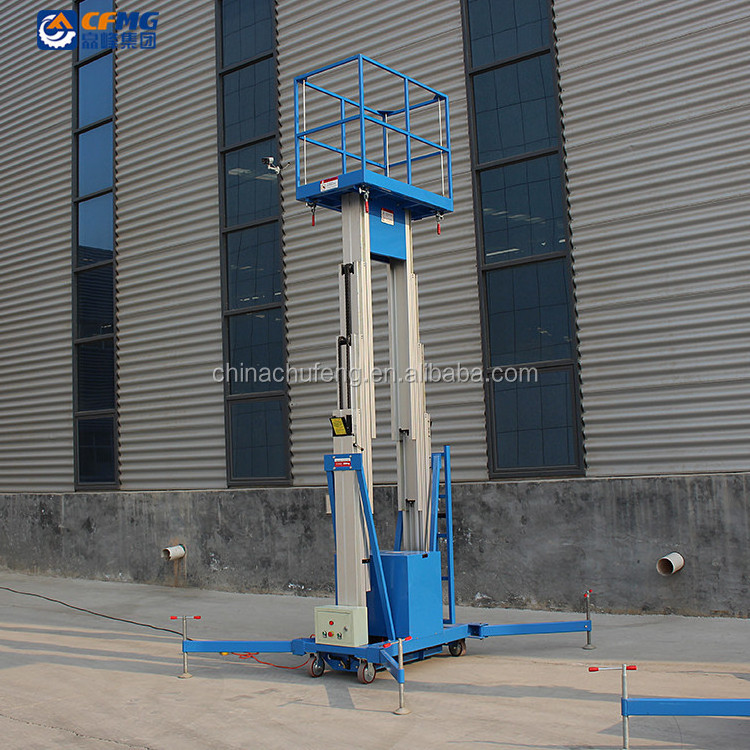 High-altitude glass cleaning mobile lifting platform Aluminum double mast overhead maintenance cage electric lifting platform