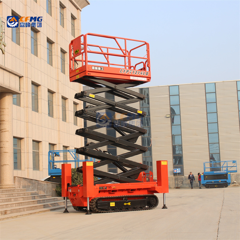 12 m rugged terrain high altitude lift truck lift platform hydraulic leg crawler scissor lift