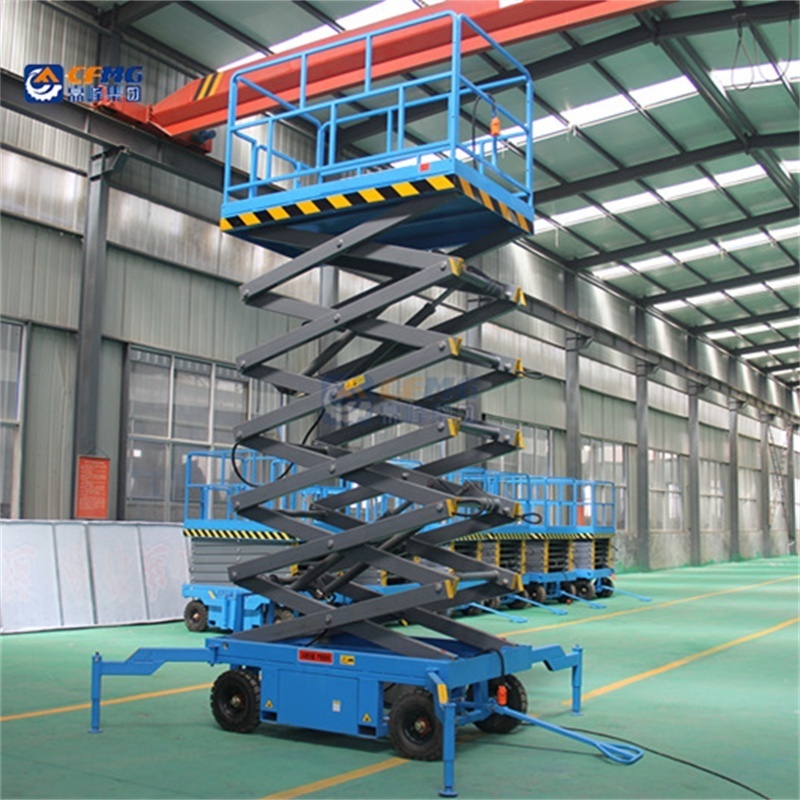 Chufeng 6m 8m 10m 14m 18m Mobile Hydraulic Scissor Lift Small Mobile One Man Scissor Lift Electric Scaffolding