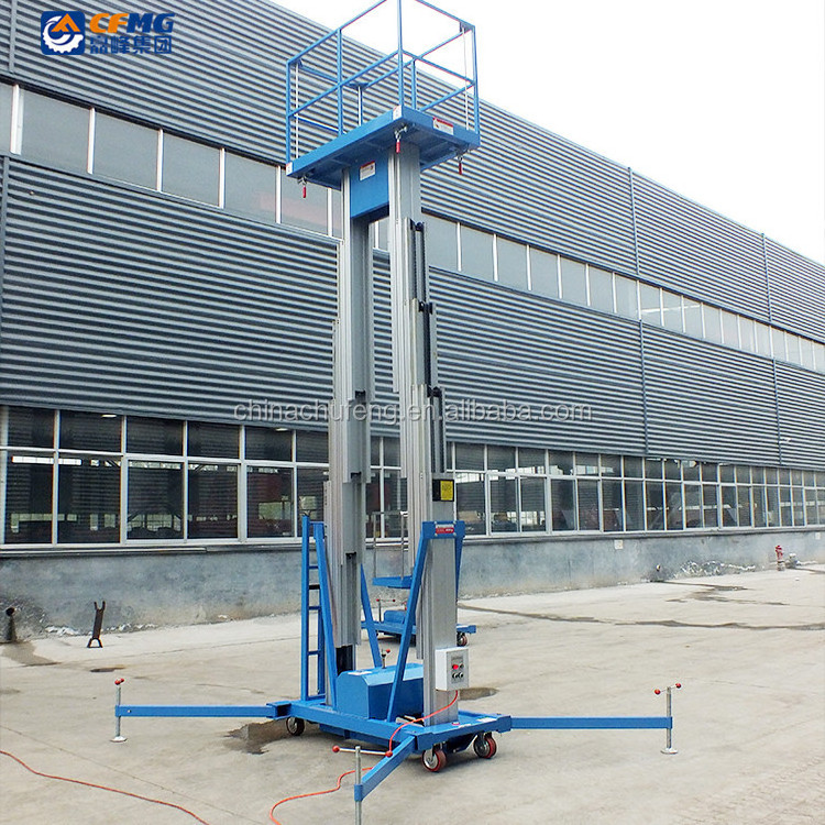 High-altitude glass cleaning mobile lifting platform Aluminum double mast overhead maintenance cage electric lifting platform