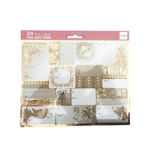 OEM Scrapbook Stickers Popular Gold Stamping Decals Sticker Paper Christmas Foil Gift Tags stickers