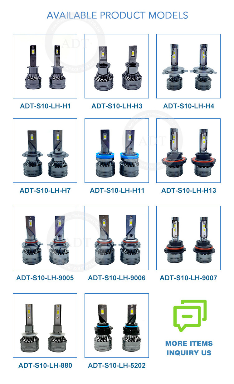 All in One S10  Car LED Headlight H7 Bulb Auto Front Bulb 80W 8000lumen 6000K LED Headlight Bulb H1 H4 H8 H11 9005 HB3 9006 HB4