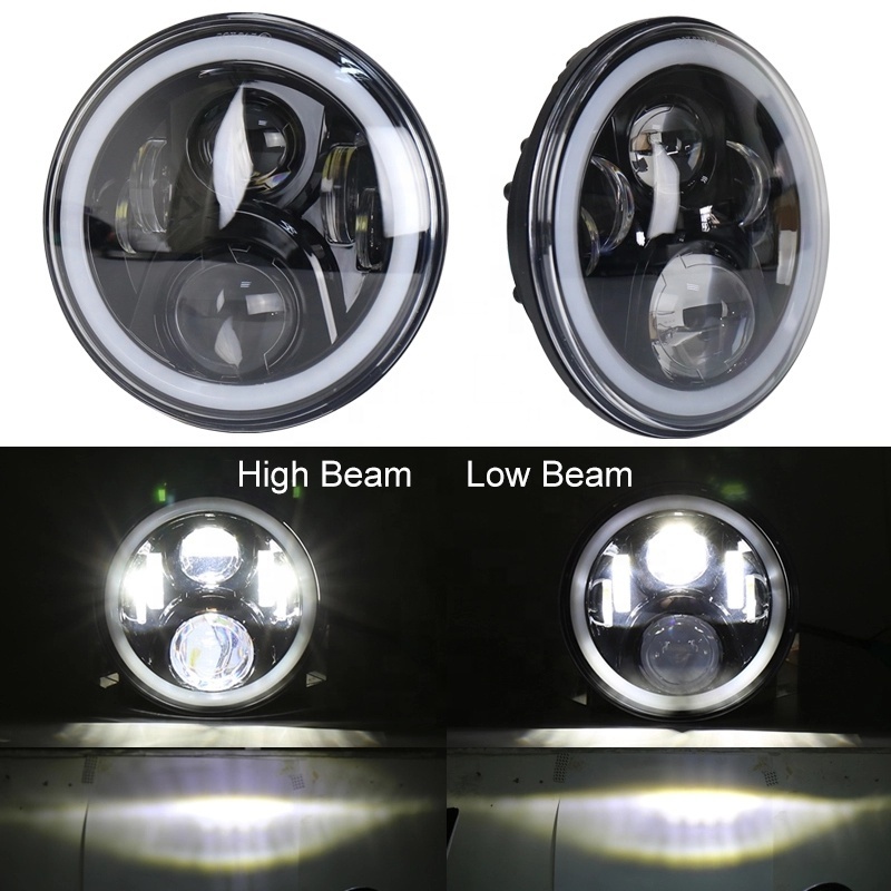 Autodragons Dot Approved Round RGB 7' Led Headlight DRL High Low Beam H7 H13 Work Driving Light For TJ JK Off-road Vehicles