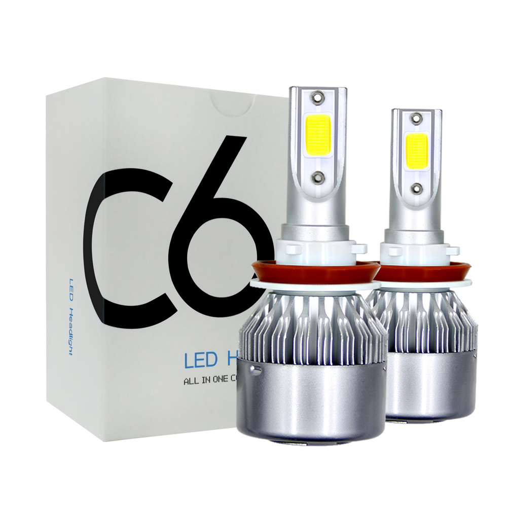 autodragons Super Car H11 Bulb LED C6 COB 6000K Super White 15W 8000LM Headlight H7 LED