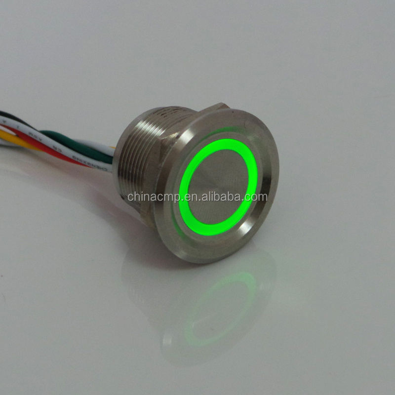 5v-24v red green dual led Illuminated metal stainless steel Anti vandal piezo Switches , waterproof inline touch button switch