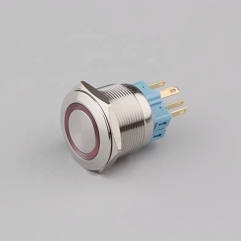 Stainless Steel 25mm Metal ON/OFF  Illuminated Push Button Switch