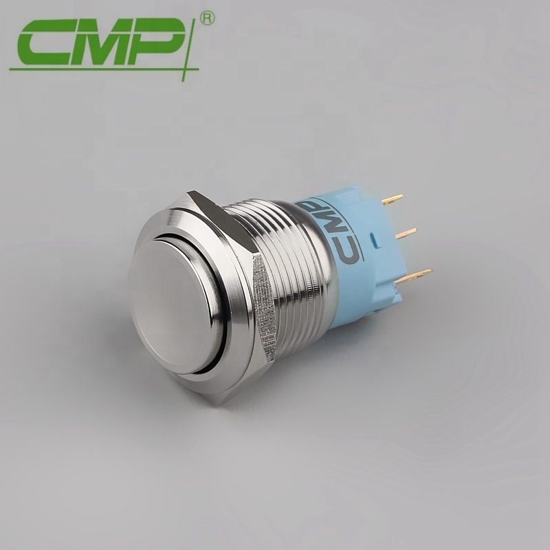 19mm or 22mm Chrome or Stainless Steel 5A  Momentary or Latching Blue LED 12v Power Push Button Switch