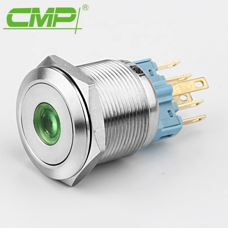 Metal Bi-color 12V Momentary or Latching LED Push Button Switch