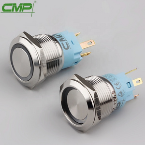 CMP stainless steel illuminated pushbutton switch ip67 led button 19mm