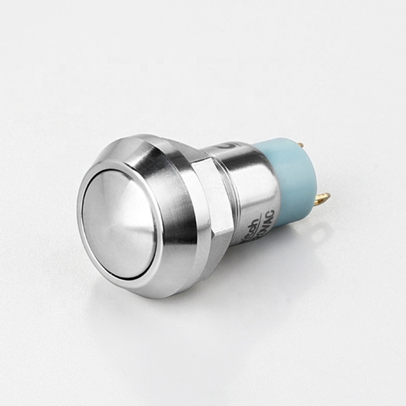 12mm Latching Metal Momentary Switch Silver or Black  Shell IP65 Waterproof Push Button Switch