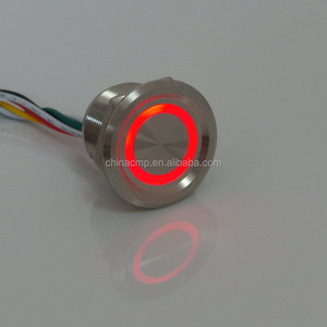 5v-24v red green dual led Illuminated metal stainless steel Anti vandal piezo Switches , waterproof inline touch button switch