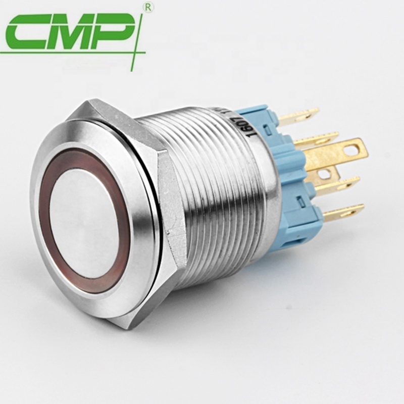 Metal Bi-color 12V Momentary or Latching LED Push Button Switch