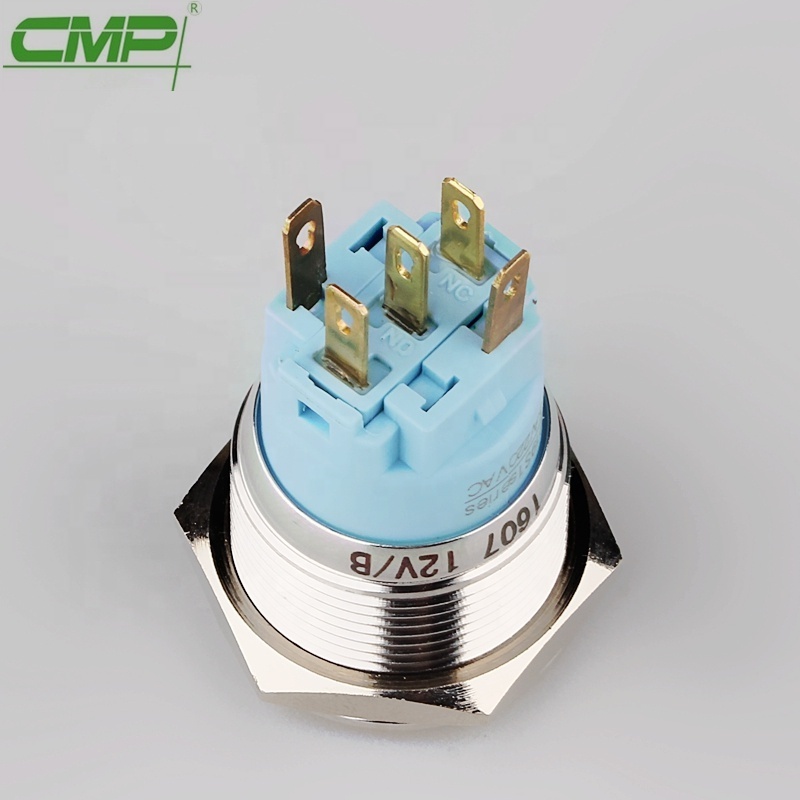 CMP stainless steel illuminated pushbutton switch ip67 led button 19mm