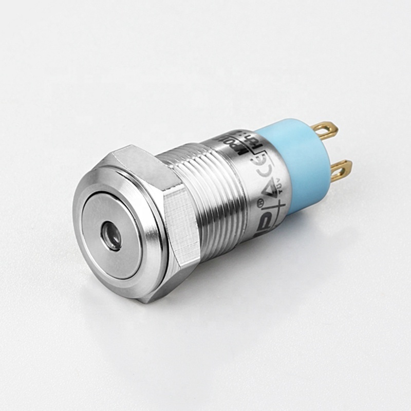 12mm Latching Metal Momentary Switch Silver or Black  Shell IP65 Waterproof Push Button Switch