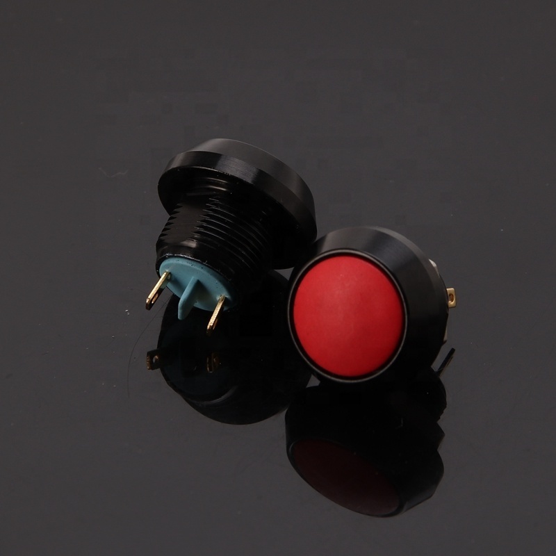 2A Small Push Button Metal  Black Momentary Push Button Switch