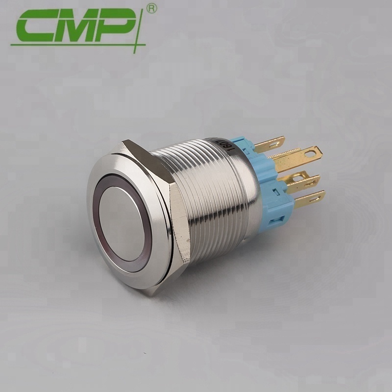 Metal Stainless Steel 22 mm Momentary or Latching  5 A Push Button Switch With LED