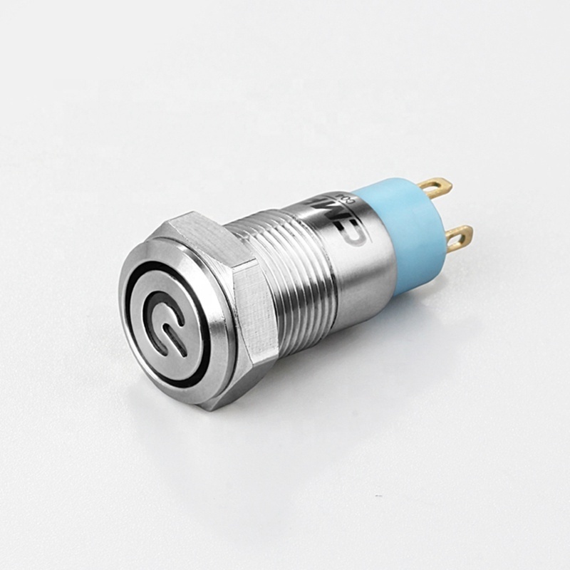 IP67 Diameter 12mm Stainless Steel Latching Push Button Switch Sealed Panel Design