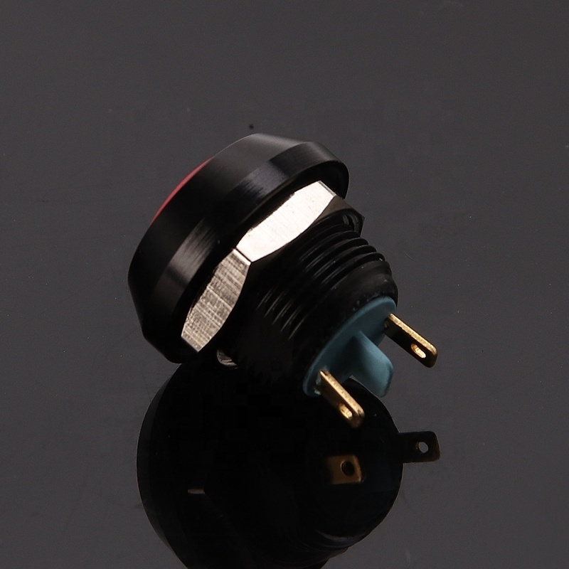 2A Small Push Button Metal  Black Momentary Push Button Switch