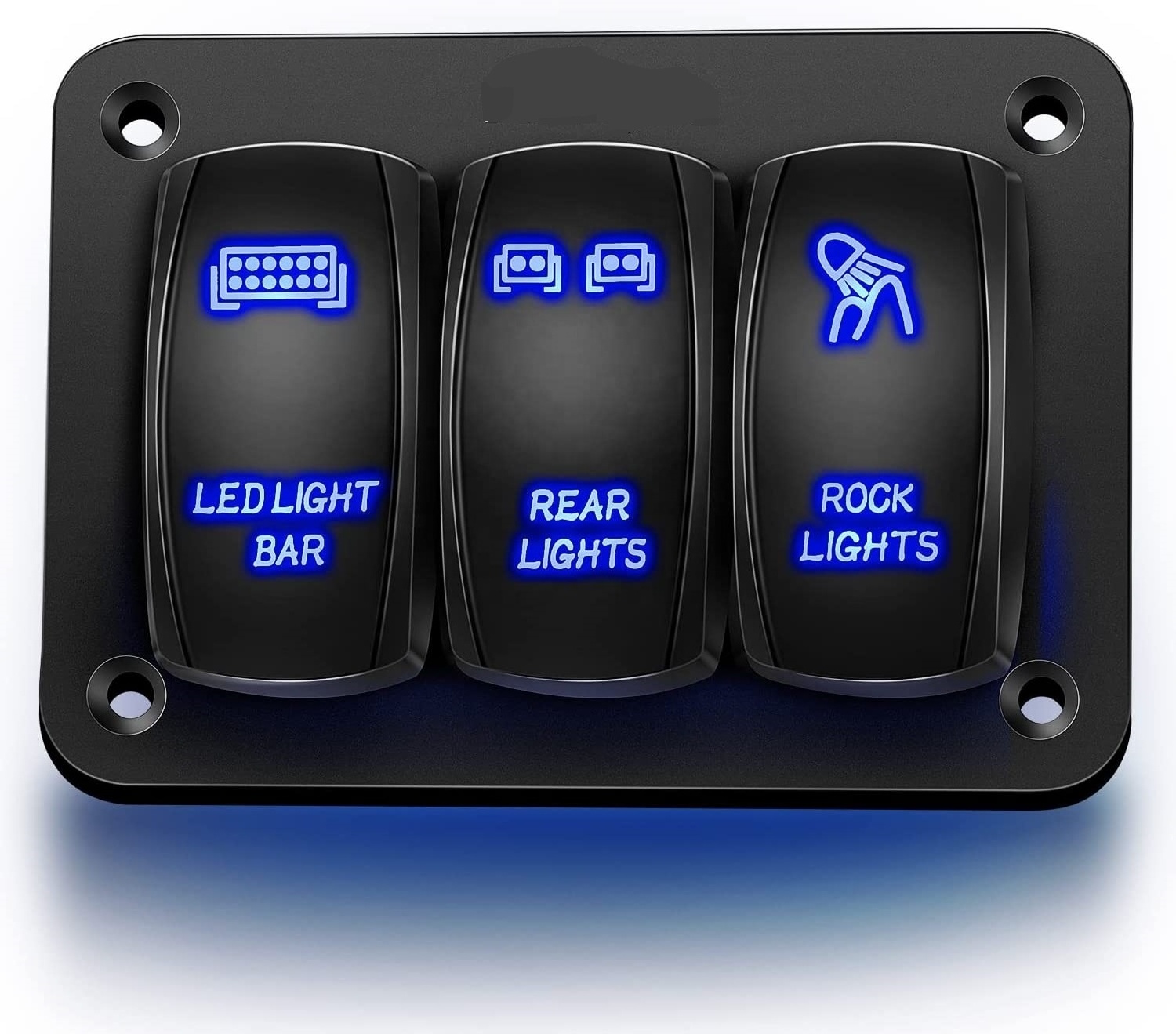 ON-OFF 5 Pin Dual Blue LED Light Bar Symbol Waterproof Toggle Marine Rocker Switch