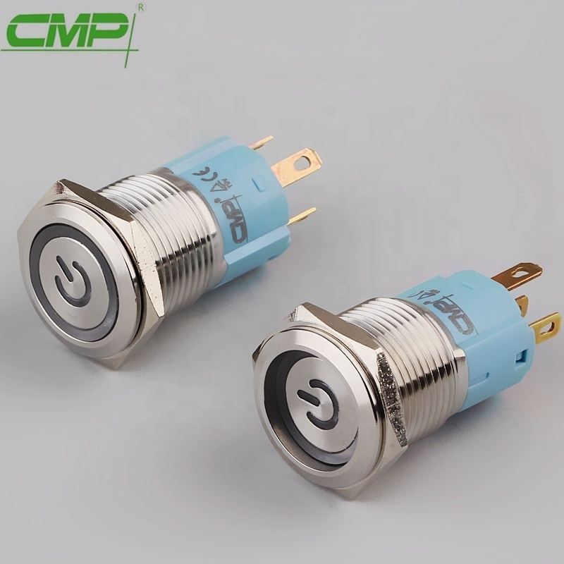 CMP 16mm waterproof stainless or brass on off push button switch touch switches