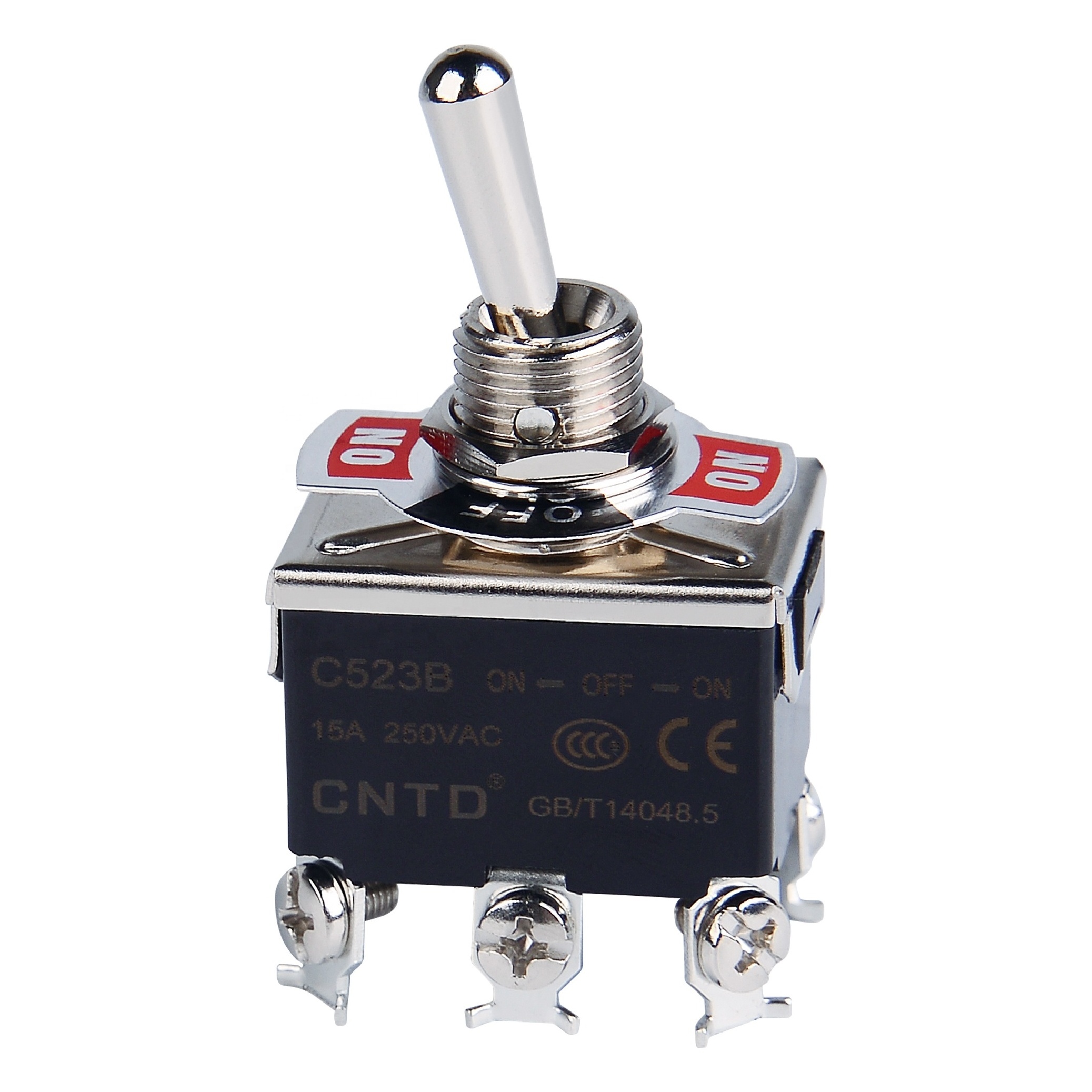 CNTD Miniature Toggle Switch Waterproof On/Off 10/15A 250V Max. Voltage 250Vac Metal Miniature Switch