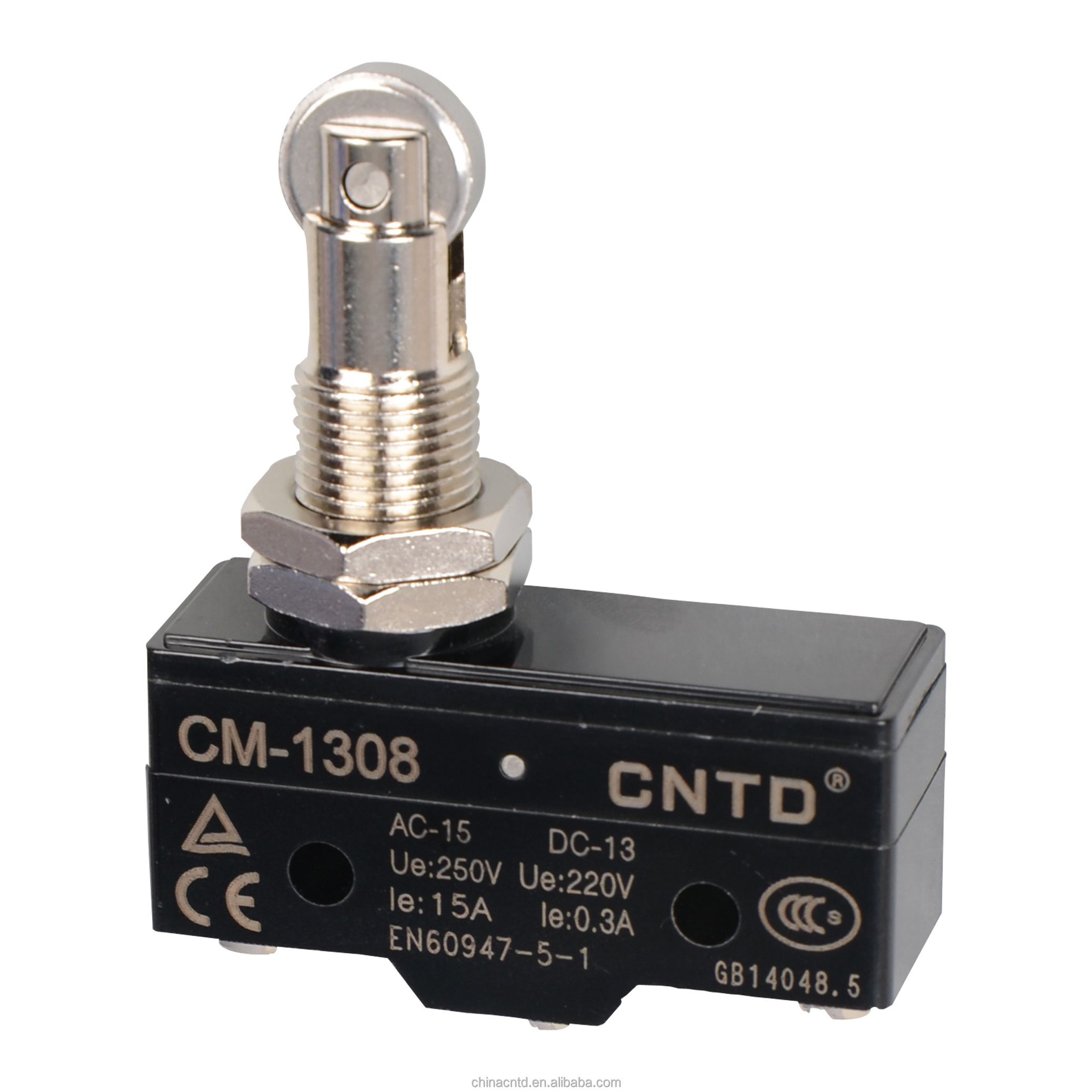 CNTD CM-1308 Type Panel Mount Roller Plunger Sensitive Metal Enclosed Horizontal Safety Micro Limit Switch 15A 250V