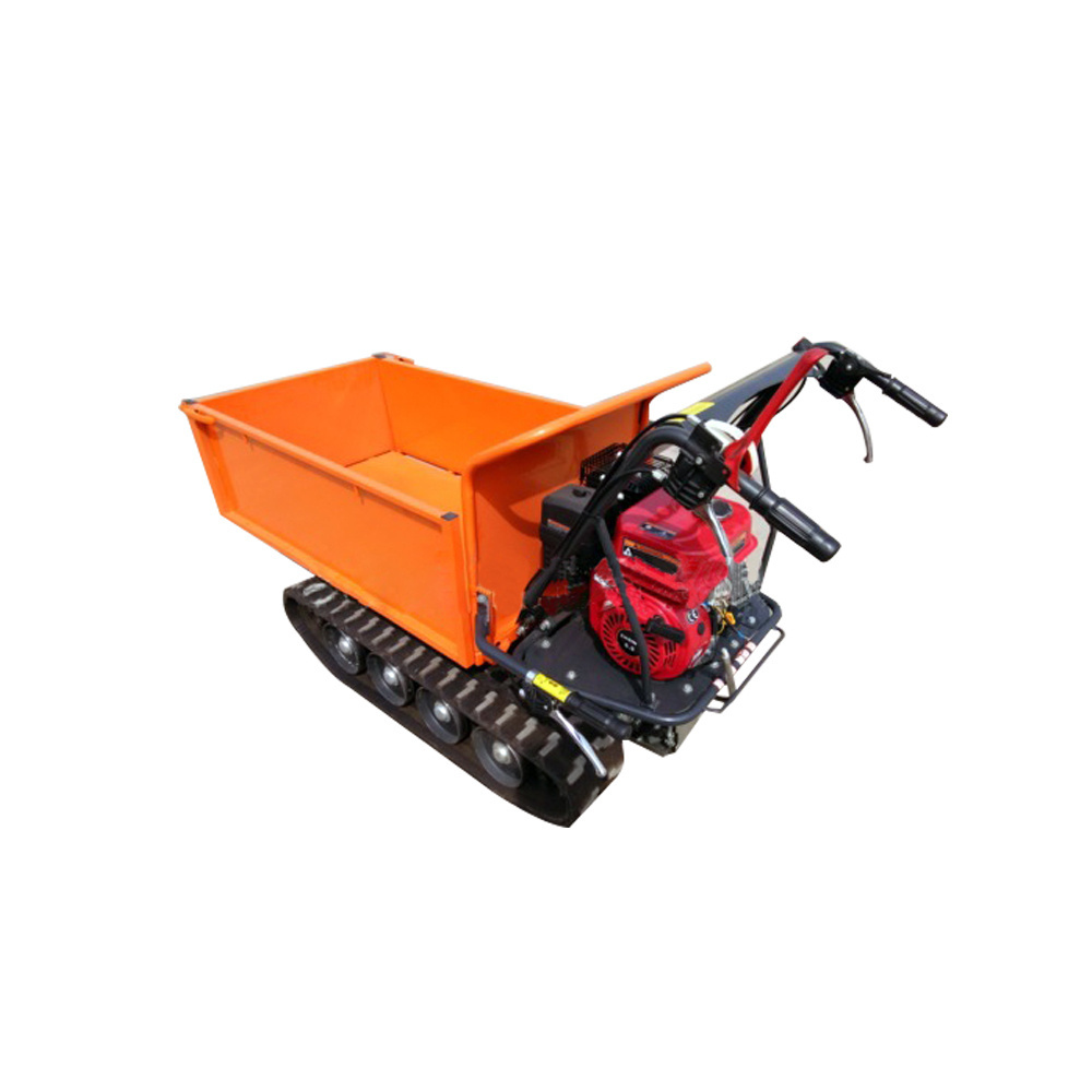 Small tipper crawler truck with snow shovel and iron wooden frame