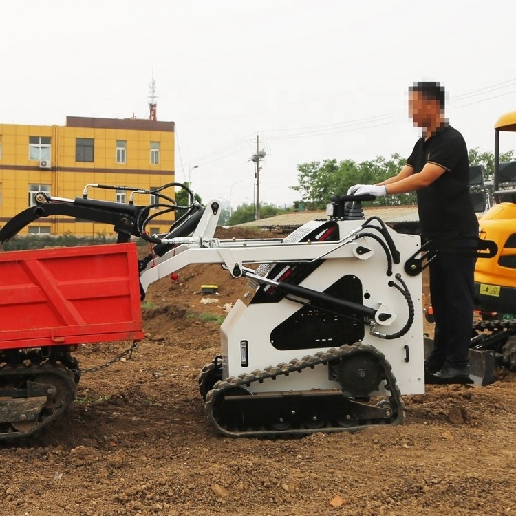 Small Crawler Wheeled Compact Mini Skid Steer Loader Wheeled Loader Skid Steer With Auger Mulcher 4 In 1 Bucket