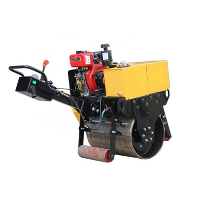 Walking Behind Double Drum Vibratory Roller Diesel Engine 4KW Roller Compactor For Sale 1Ton Hand Compact Mini Type Road Roller